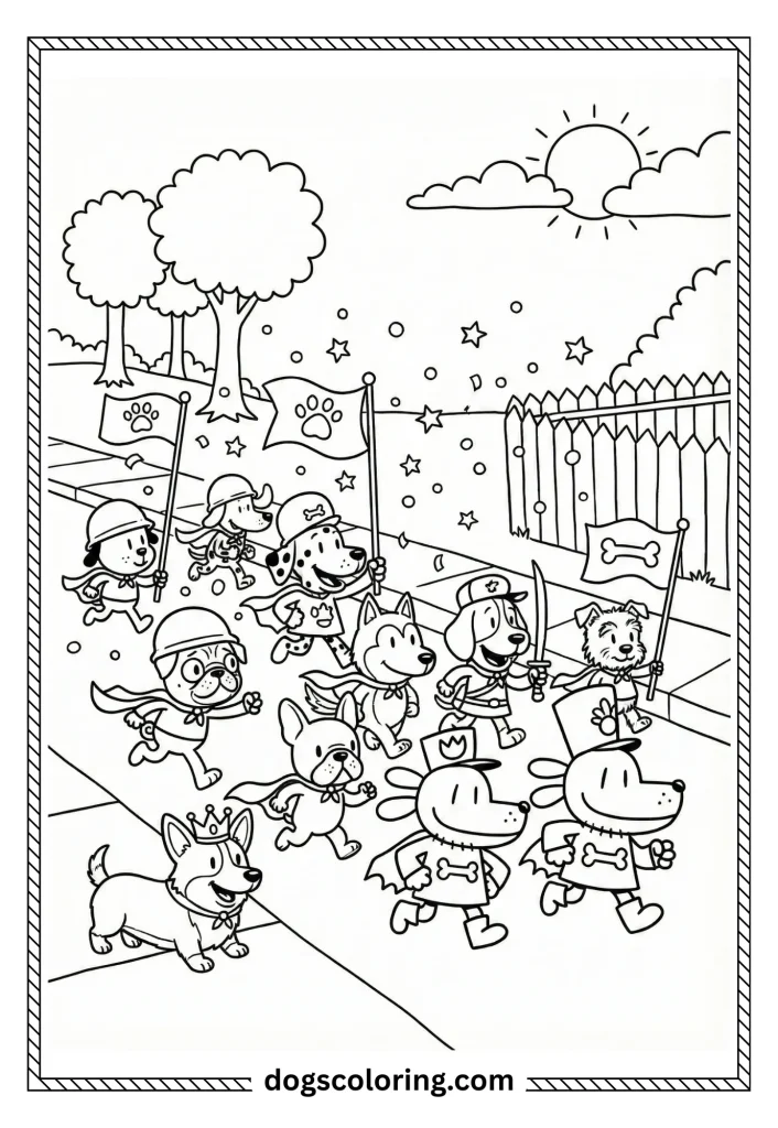 Free Printable Dog Day Coloring Pages PDF 4 3 3